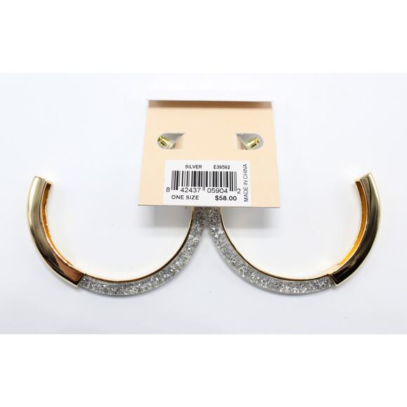 Rebecca Minkoff Large Gold Glitter Hoop Earrings #RM239 - Picture 2 of 2